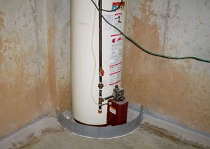 A water heater in American Fork that's been protected by the FloodRing and a perimeter drain system.
