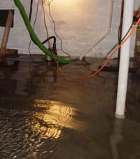 Several feet of floodwaters in a Evanston basement